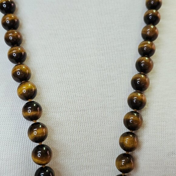Vintage Tiger's Eye Quartz Single Strand Beaded Necklace - Picture 3 of 7